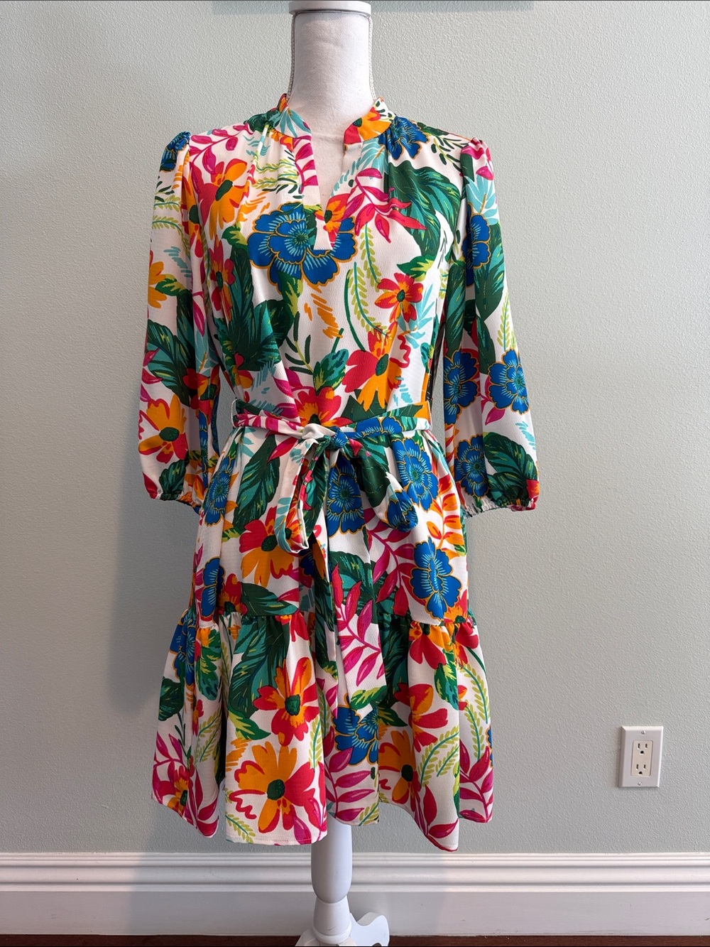JESSICA HOWARD  NWTS  Floral Tie-Waist Women’s Dress - Multi 12p 21 1/2 ptp
